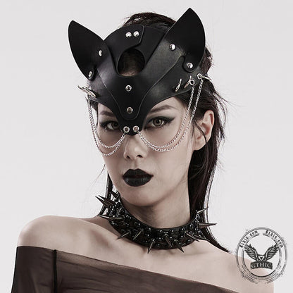Black Studded Fox Shaped Face Mask