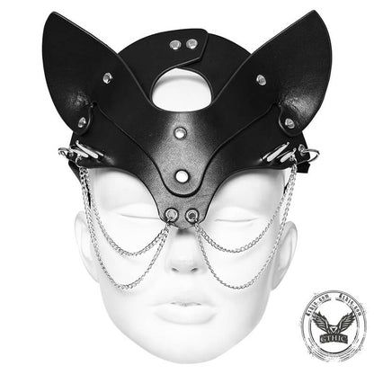 Black Studded Fox Shaped Face Mask