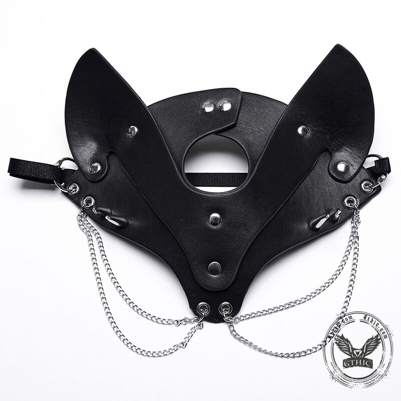 Black Studded Fox Shaped Face Mask
