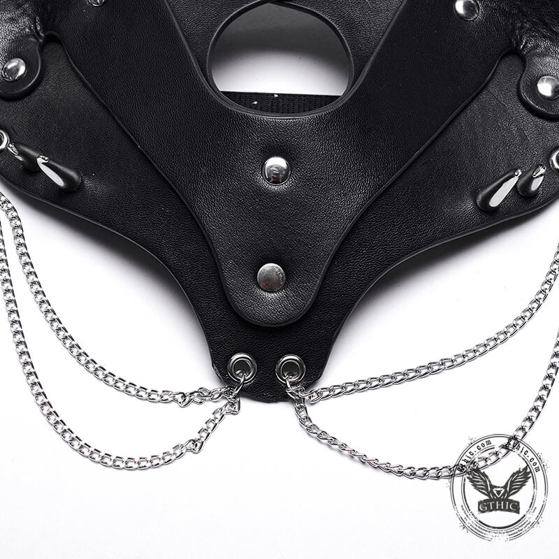Black Studded Fox Shaped Face Mask