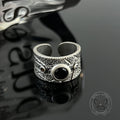 Black Textured Stone-set Copper Open Ring