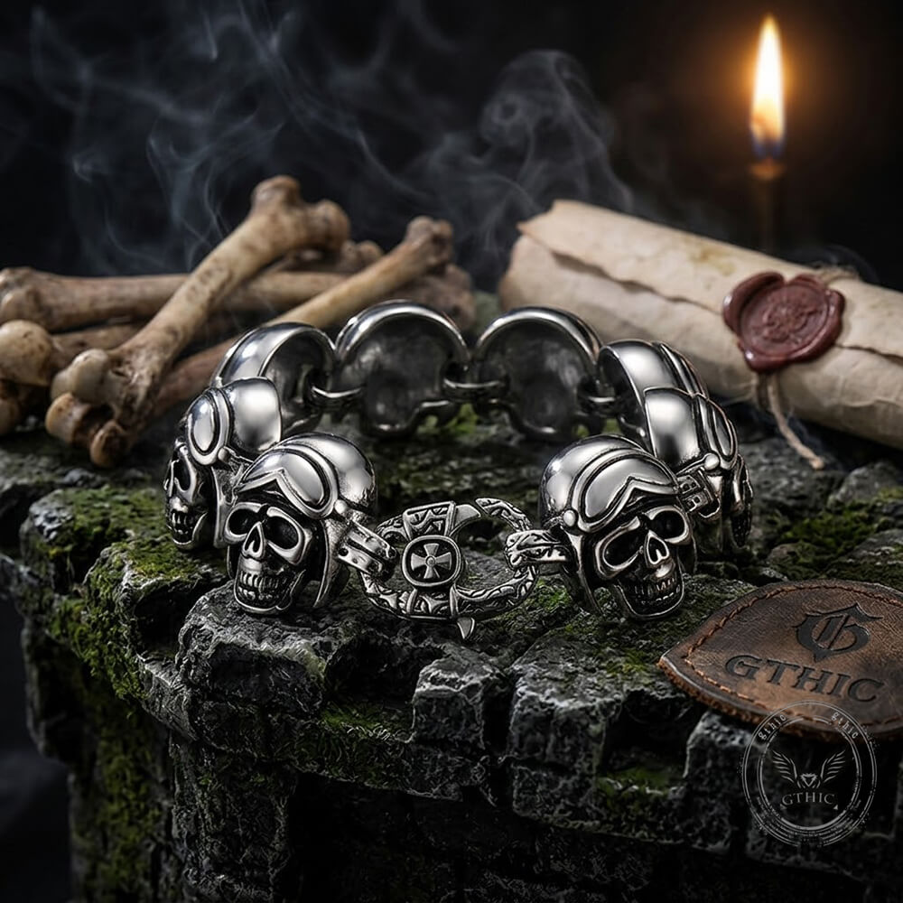 Bold Skull Head Gothic Bracelet in Stainless Steel