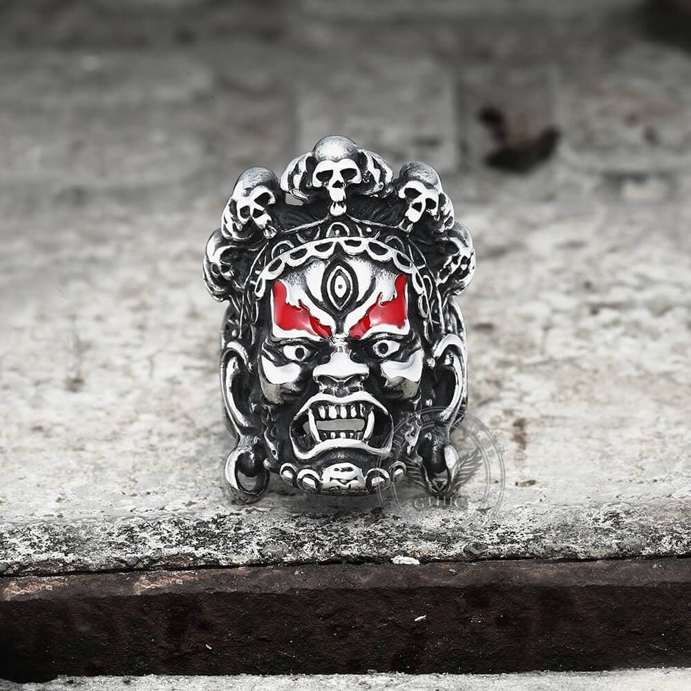 Buddha God of Wealth Stainless Steel Skull Ring