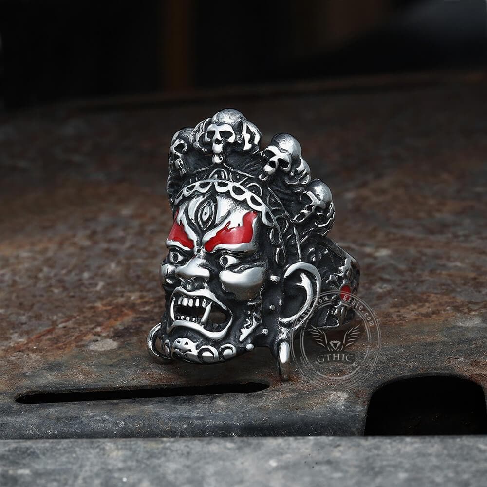 Buddha God of Wealth Stainless Steel Skull Ring