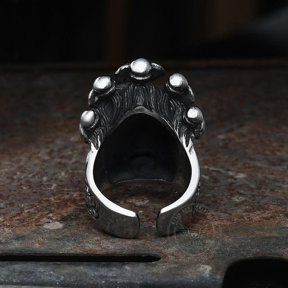 Buddha God of Wealth Stainless Steel Skull Ring