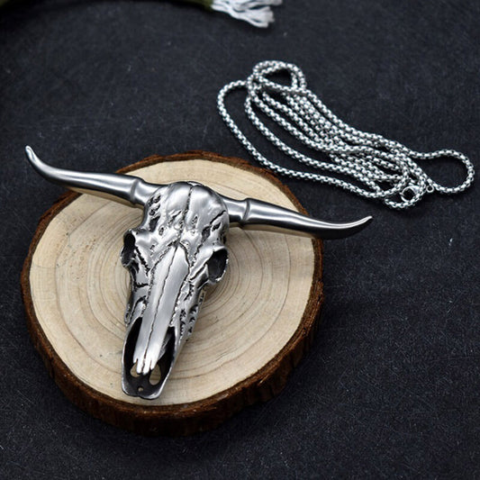 Bull Head Multi Tool Damascus Necklace