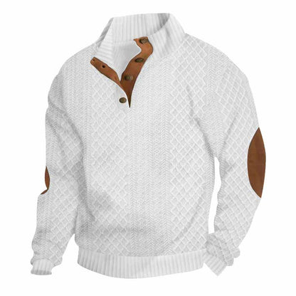 Casual Jacquard-Design Stand Collar Knit Sweatshirt