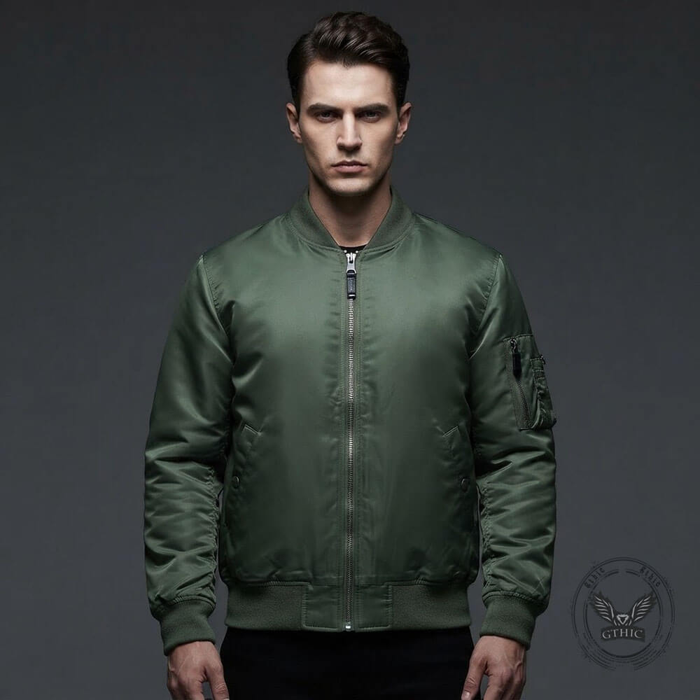 Casual Solid-Color Windproof Flight Jacket Coat