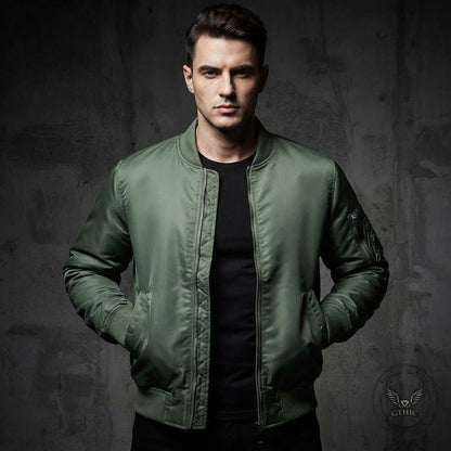 Casual Solid-Color Windproof Flight Jacket Coat