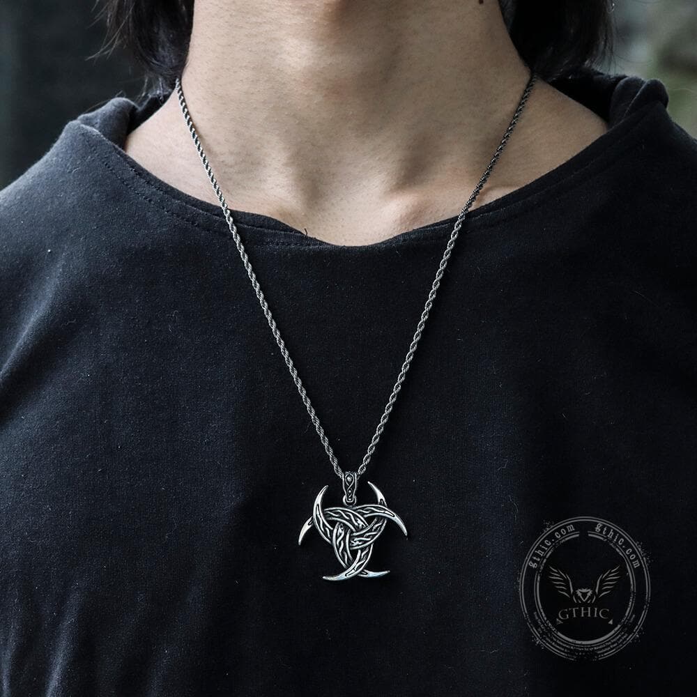 Celtic Crescent Triquetra Pendant in Stainless Steel