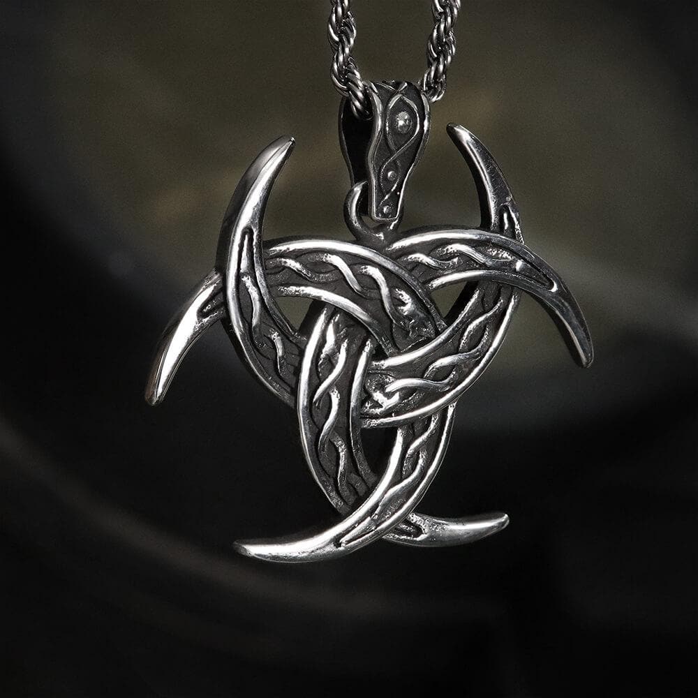 Celtic Crescent Triquetra Pendant in Stainless Steel