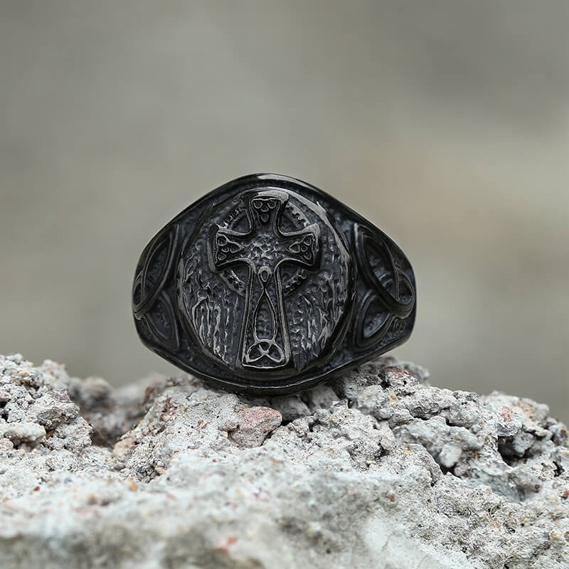 Celtic Cross Knot Ring in Stainless Steel