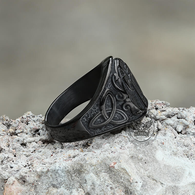 Celtic Cross Knot Ring in Stainless Steel