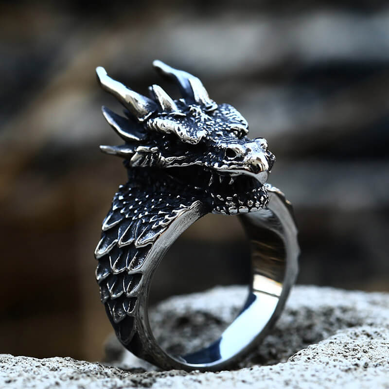 Celtic Dragon Ring in Stainless Steel