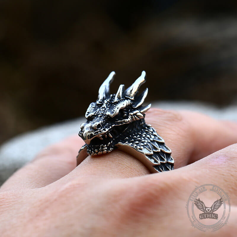 Celtic Dragon Ring in Stainless Steel