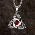 Celtic Knot Red Gemstone Necklace in Stainless Steel