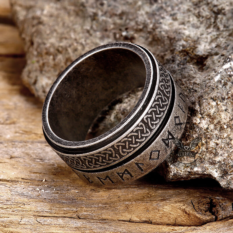 Celtic Knot Runes Viking Spinner Ring in Stainless Steel