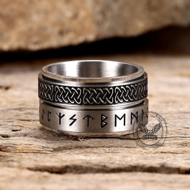 Celtic Knot Runes Viking Spinner Ring in Stainless Steel