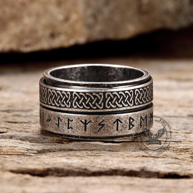 Celtic Knot Runes Viking Spinner Ring in Stainless Steel