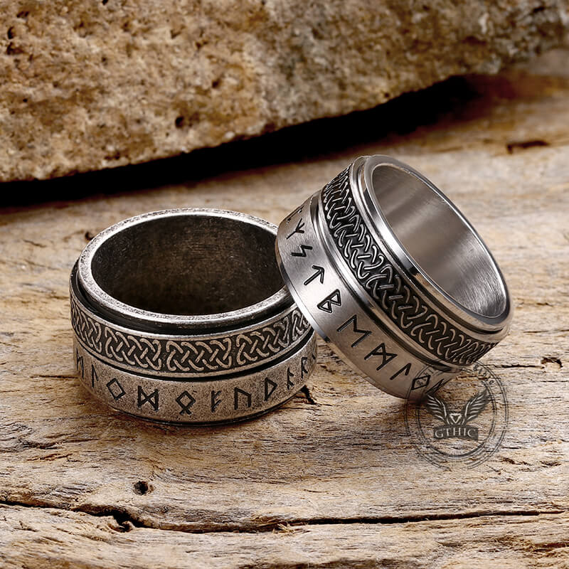 Celtic Knot Runes Viking Spinner Ring in Stainless Steel