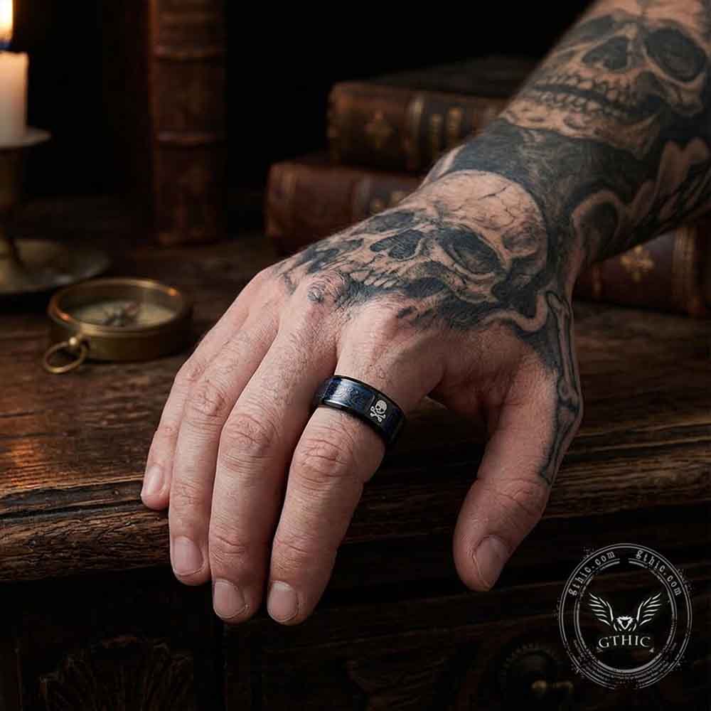 Celtic Knot Skull Stainless Steel Biker Band Ring