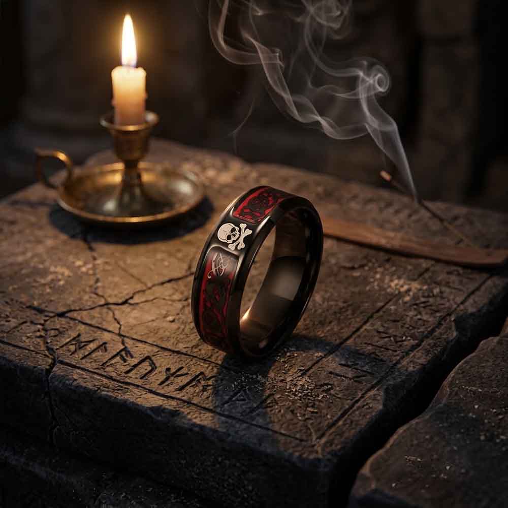 Celtic Knot Skull Stainless Steel Biker Band Ring