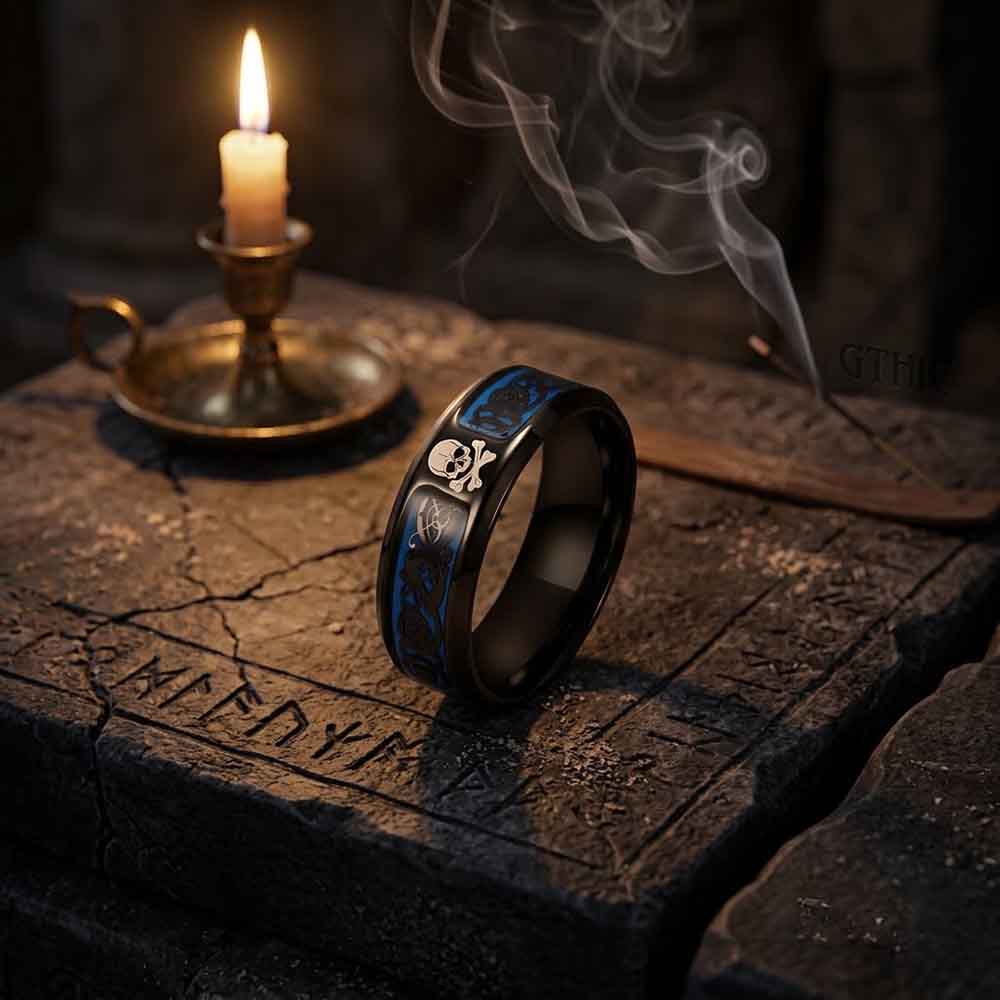 Celtic Knot Skull Stainless Steel Biker Band Ring