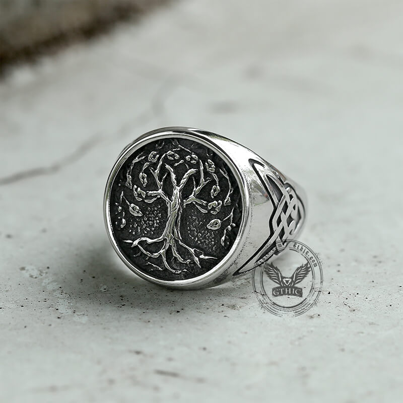 Celtic Knot Tree of Life Viking Ring in Stainless Steel