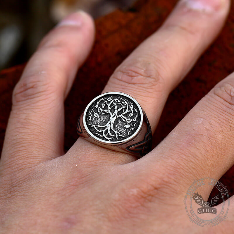 Celtic Knot Tree of Life Viking Ring in Stainless Steel