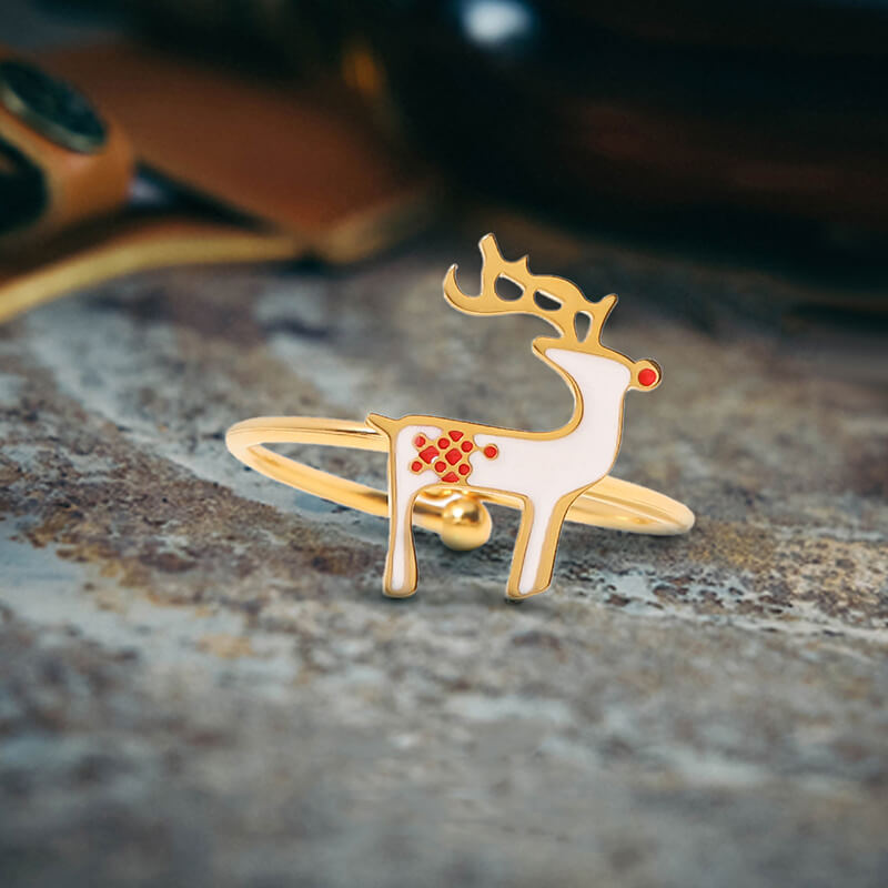 Christmas Cute Stainless Steel Open Ring