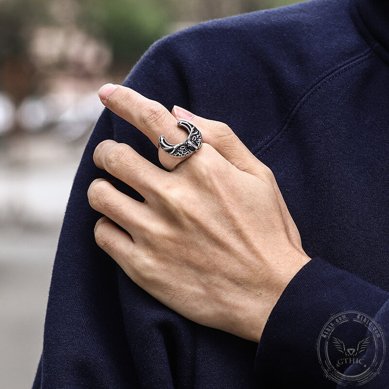 Christmas Elk Animal Ring in Stainless Steel