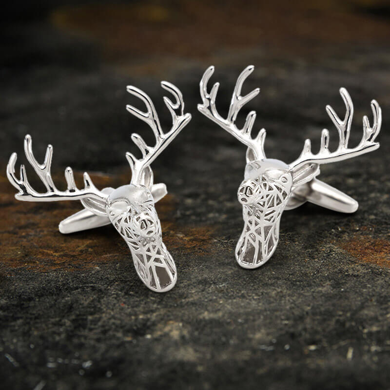 Christmas Reindeer Bullet Back Cufflinks in Brass