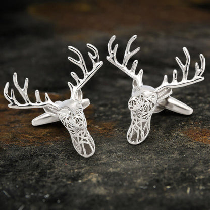 Christmas Reindeer Bullet Back Cufflinks in Brass