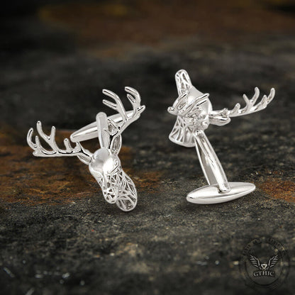 Christmas Reindeer Bullet Back Cufflinks in Brass