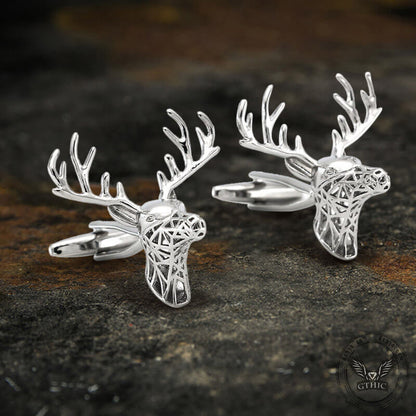 Christmas Reindeer Bullet Back Cufflinks in Brass