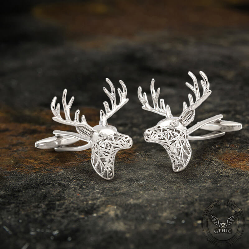 Christmas Reindeer Bullet Back Cufflinks in Brass