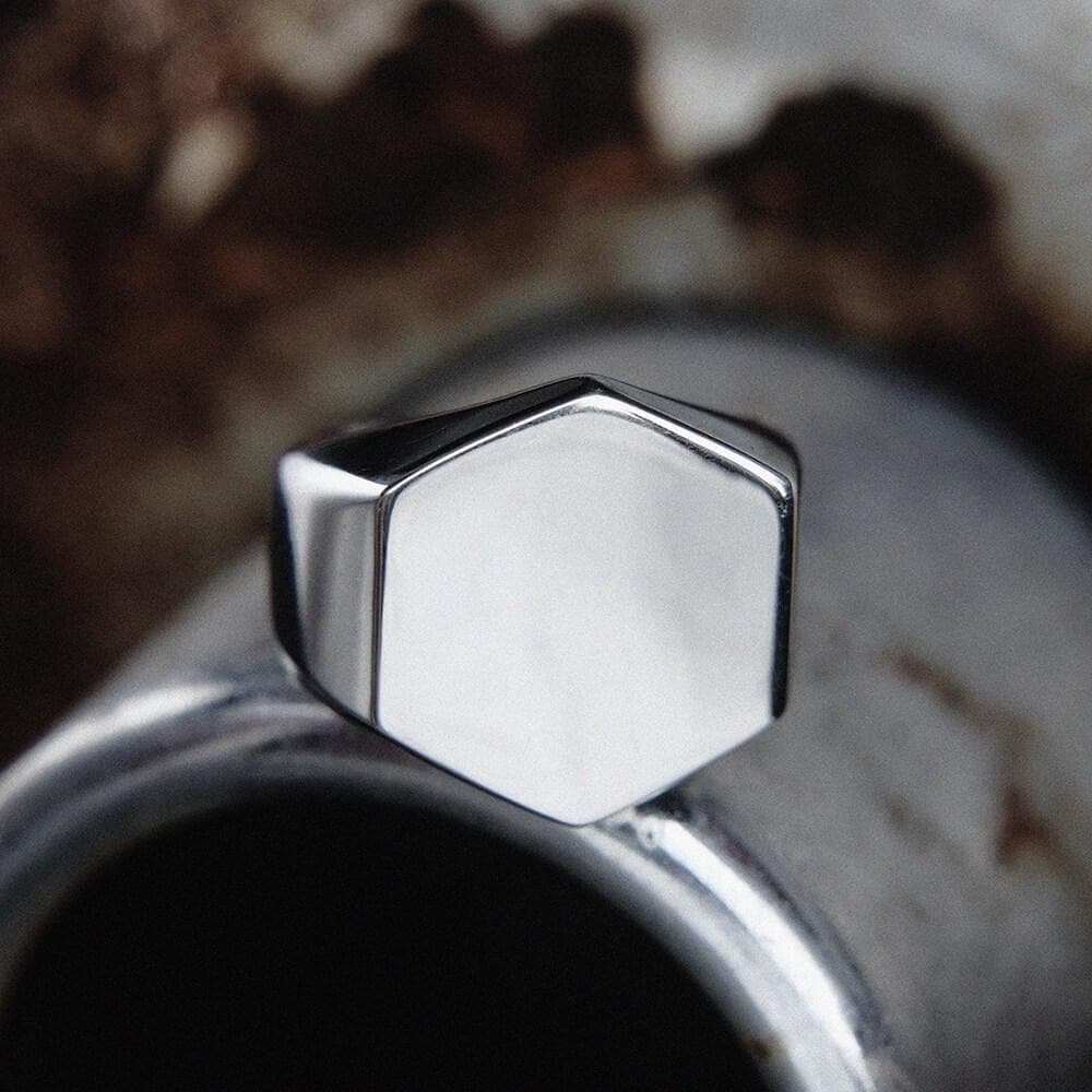 Classic Hexagon Ring in Stainless Steel