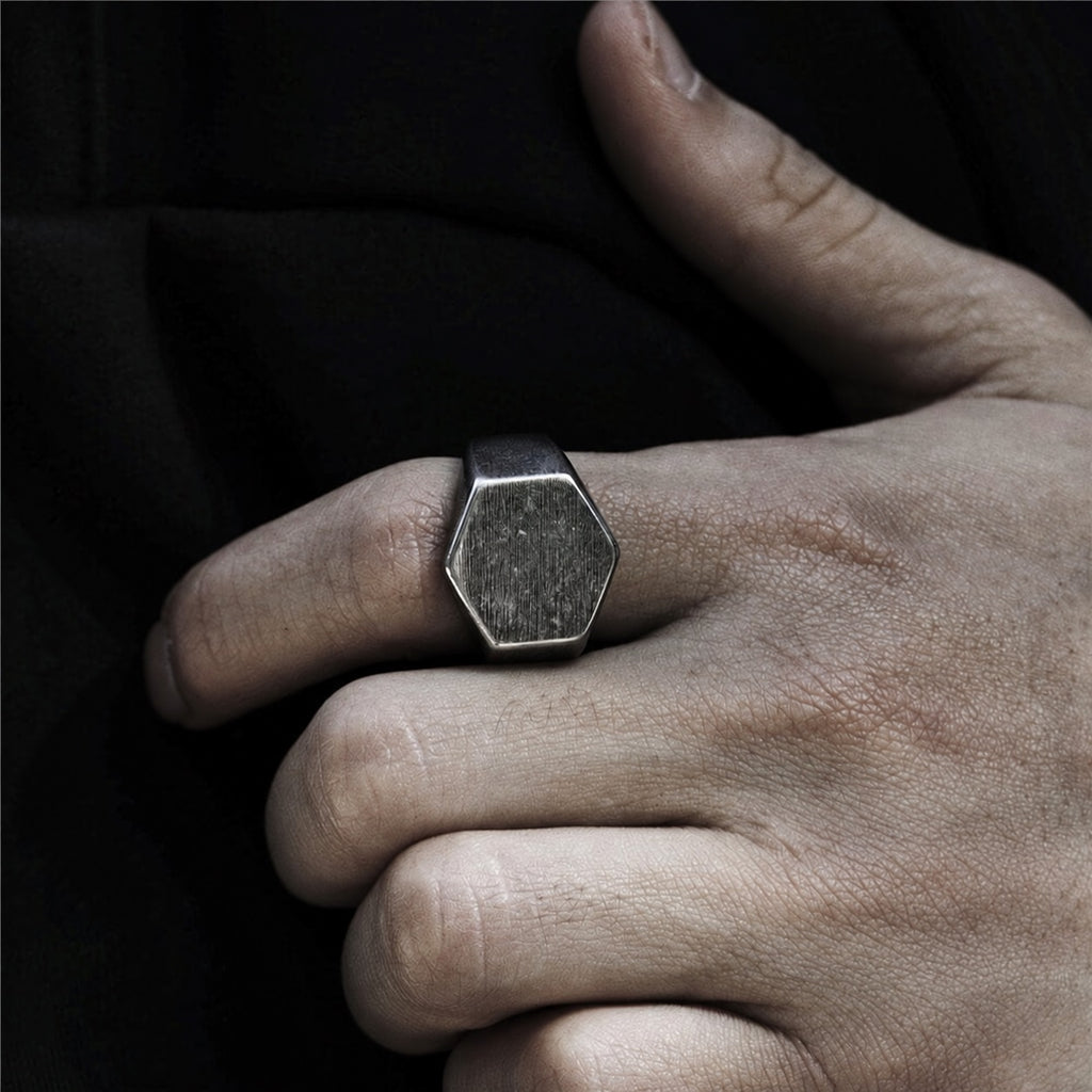 Classic Hexagon Ring in Stainless Steel