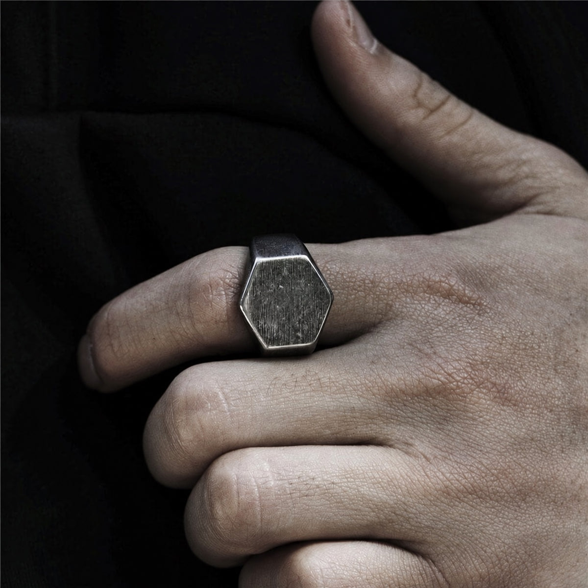 Classic Hexagon Ring in Stainless Steel