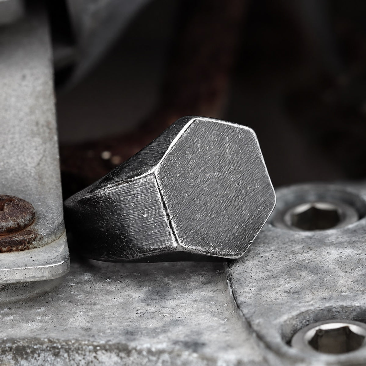 Classic Hexagon Ring in Stainless Steel