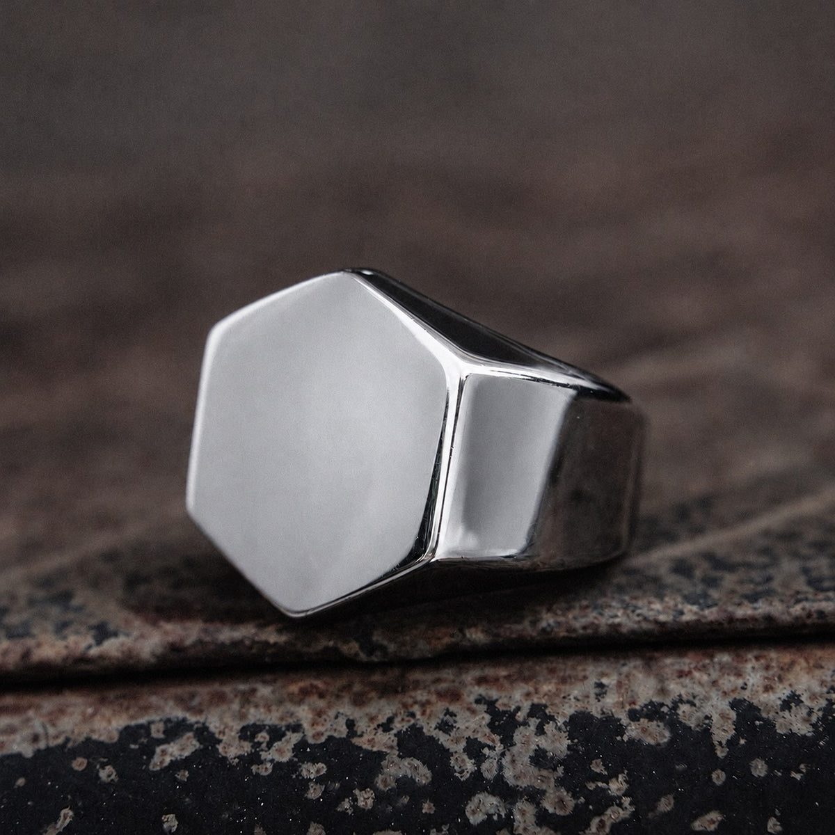 Classic Hexagon Ring in Stainless Steel