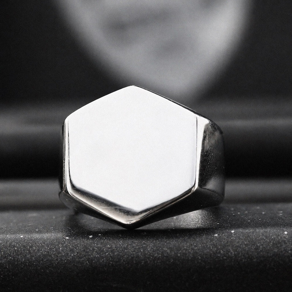 Classic Hexagon Ring in Stainless Steel