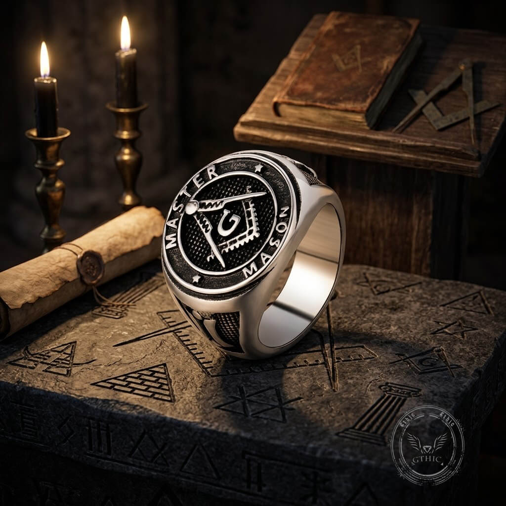 Classic Masonic AG Religious Ring in Stainless Steel