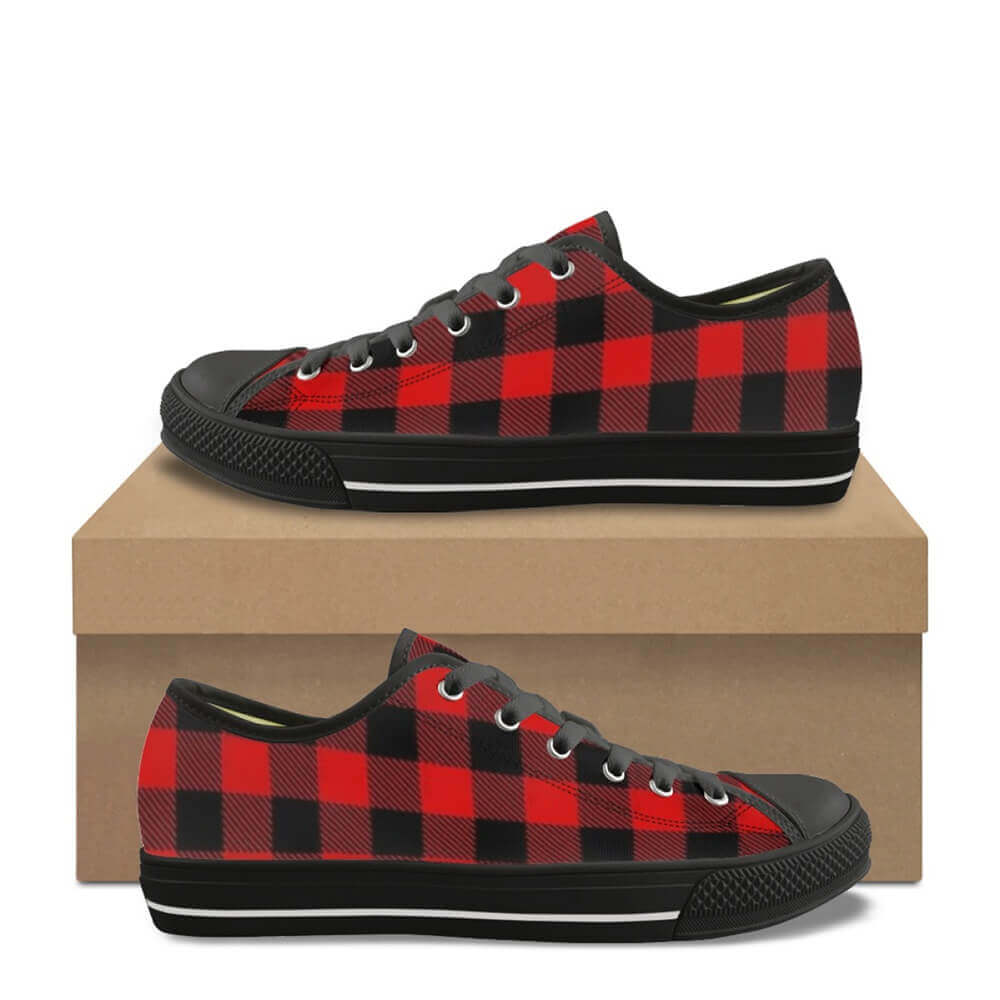 Classic Red Plaid Print Canvas Shoes