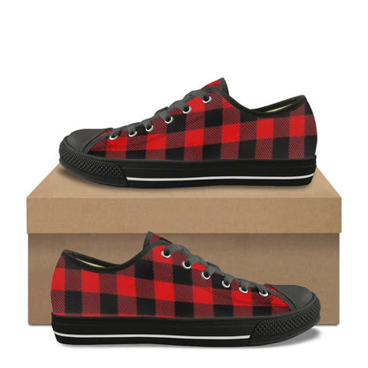 Classic Red Plaid Print Canvas Shoes