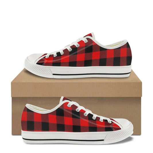 Classic Red Plaid Print Canvas Shoes