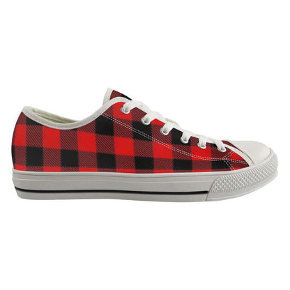 Classic Red Plaid Print Canvas Shoes