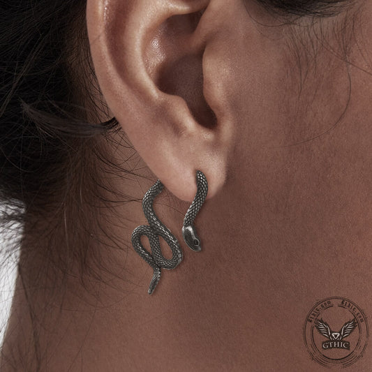 Coiled Snake Earrings in Stainless Steel