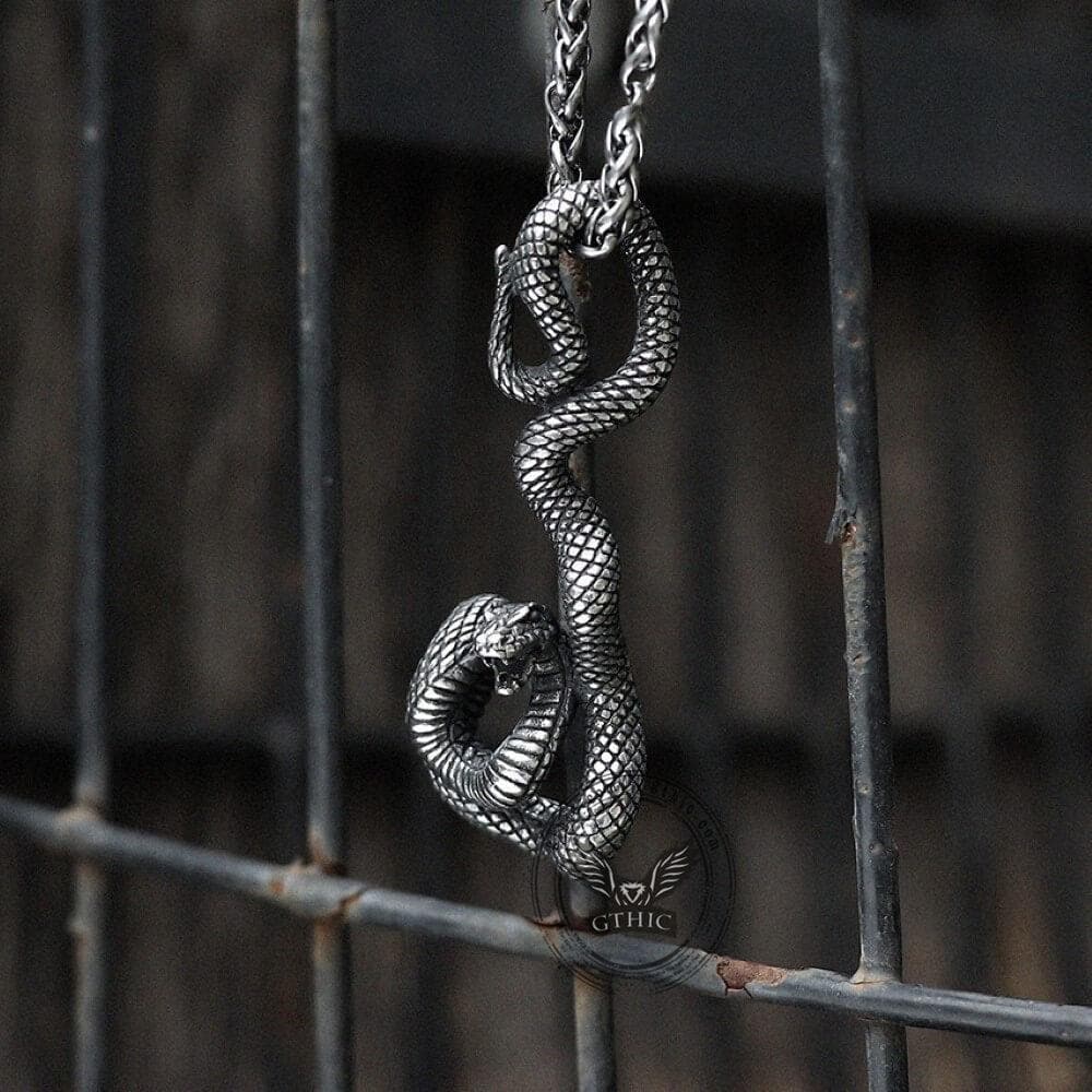 Coiled Snake Pendant in Stainless Steel