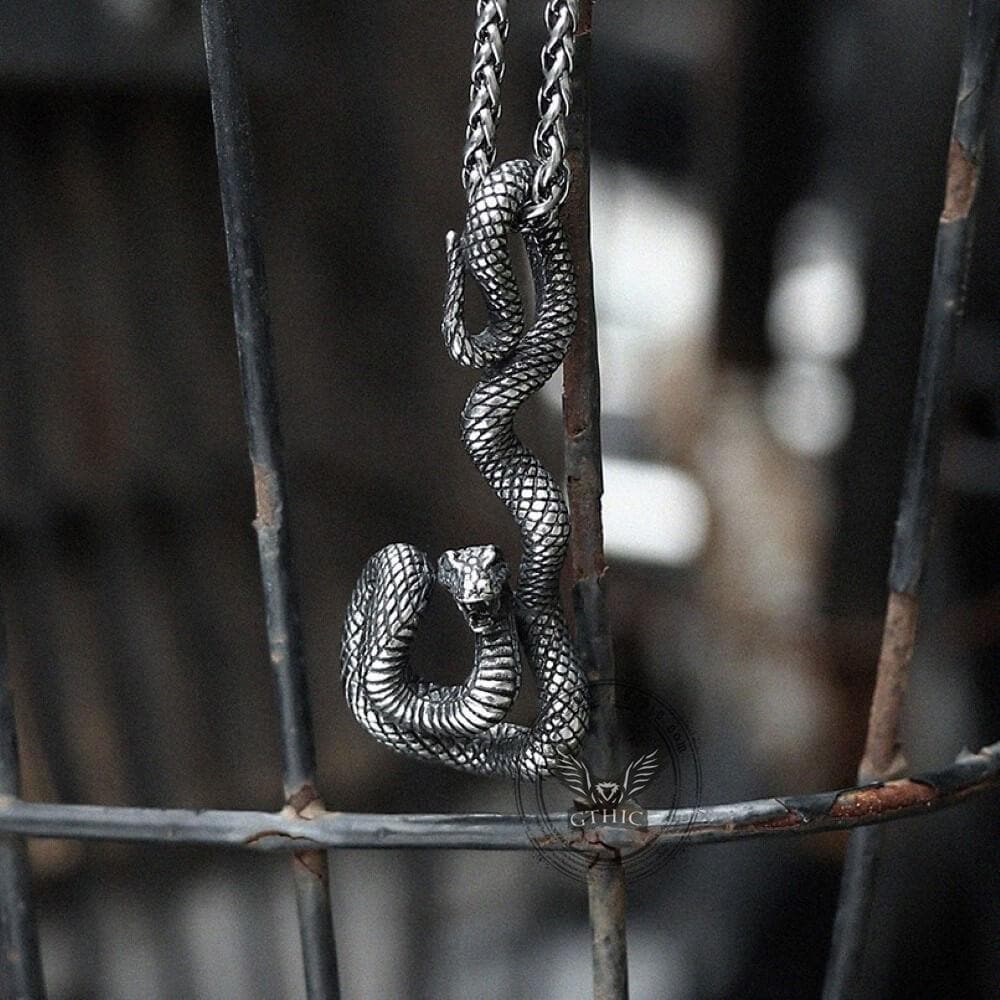 Coiled Snake Pendant in Stainless Steel